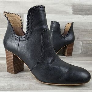 Lucky Brand Sivya Black Leather Heeled Ankle Boots Womens Size 38/7½US